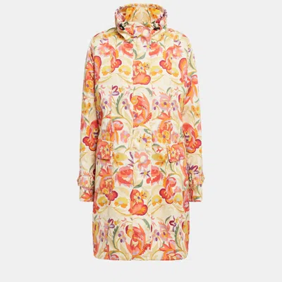 Pre-owned Etro Polyester Long Coat 48 In Multicolor