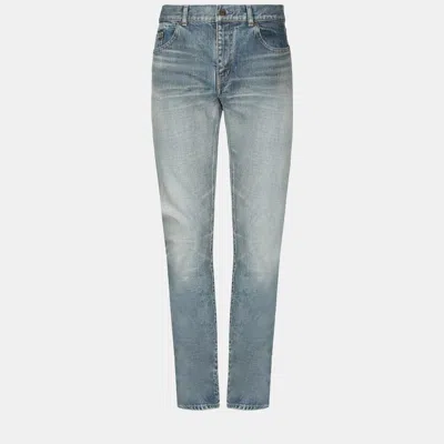 Pre-owned Saint Laurent Cotton Jeans 33 In Blue