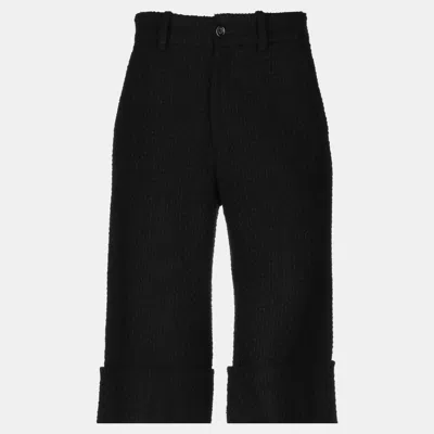 Pre-owned Gucci Cotton Cropped Trousers 42 In Black