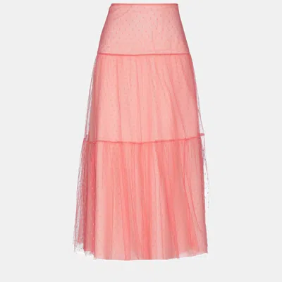 Pre-owned Red Valentino Polyamid Maxi Skirt 42 In Pink