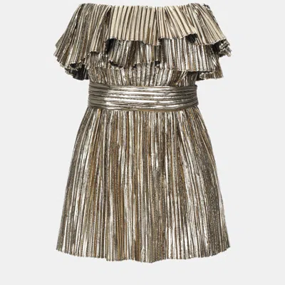 Pre-owned Saint Laurent Polyester Mini Dress 34 In Silver