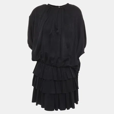 Pre-owned Saint Laurent Silk Mini Dress 34 In Black