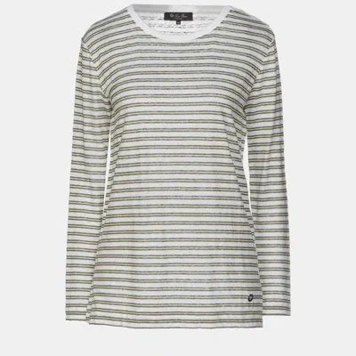 Pre-owned Loro Piana White Striped Linen Sweater L