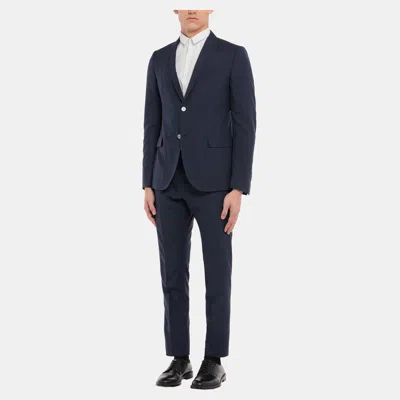 Pre-owned Gucci Silk Suit 52 In Navy Blue
