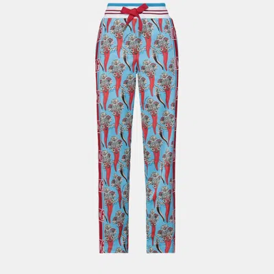 Pre-owned Dolce & Gabbana Polyester Trousers 38 In Blue