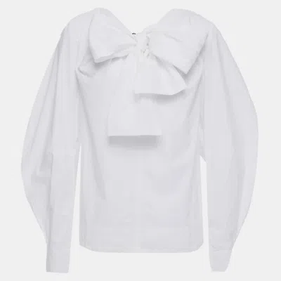 Pre-owned Ganni Cotton Long Sleeved Top 34 In White