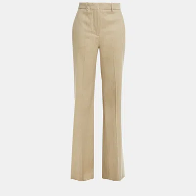 Pre-owned Joseph Linen Flared Trousers 36 In Beige
