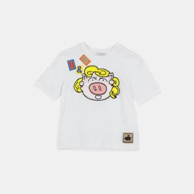Pre-owned Dolce & Gabbana Cotton T-shirt 7 In White