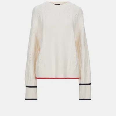 Pre-owned Loro Piana Cashmere Sweater Xl In White