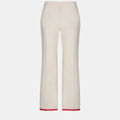 Pre-owned Gucci Wool Trousers 42 In Cream