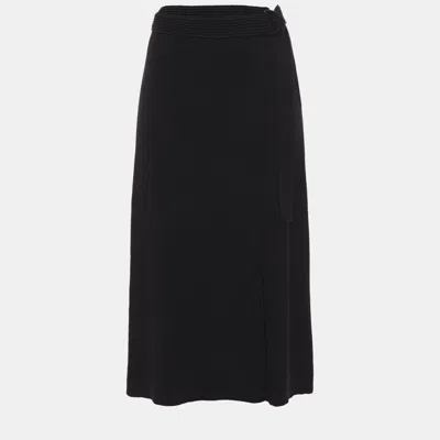 Pre-owned Diane Von Furstenberg Wool Midi Skirt S In Black