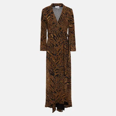 Pre-owned Ganni Viscose Maxi Dress 32 In Brown