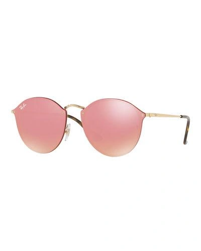 RAY-BAN BLAZE ROUND PINK MIRROR SUNGLASSES - RB3574-N 001/E4 59 BLAZE ROUND Sunglasses in Arista Gold and Pink - RB3574N  main image 4