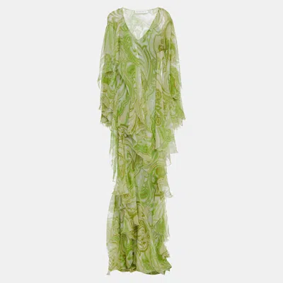 Pre-owned Etro Silk Maxi Dress 44 In Green