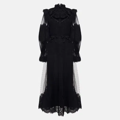 Pre-owned Zimmermann Polyester Midi Dress 1 In Black