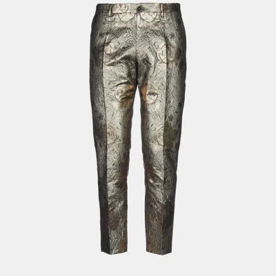 Pre-owned Dolce & Gabbana Polyester Pants 48 In Silver