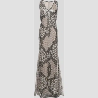 Pre-owned Roberto Cavalli Polyester Gown 40 In Metallic