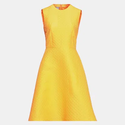 Pre-owned Prada Polyester Midi Dress 42 In Yellow