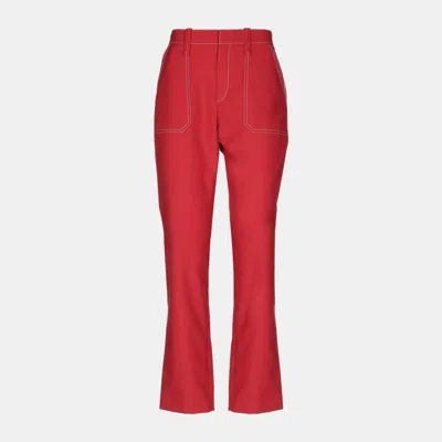 Pre-owned Chloé Polyester Trousers 38 In Red