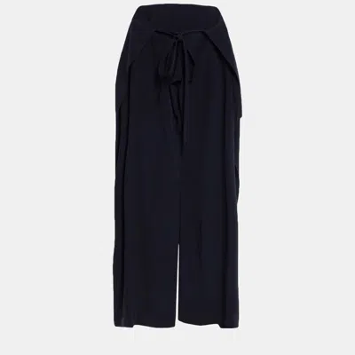Pre-owned Chloé Silk Trousers 40 In Navy Blue