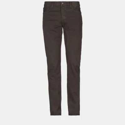 Pre-owned Tom Ford Cotton Trousers 36 In Brown