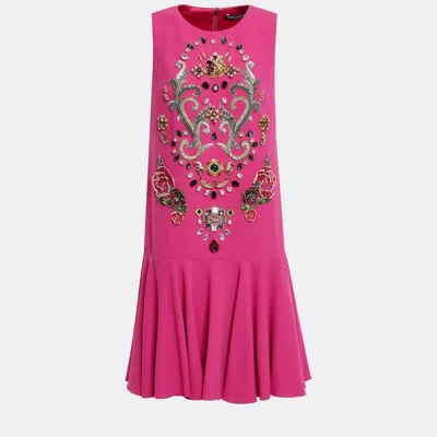 Pre-owned Dolce & Gabbana Viscose Mini Dress 38 In Pink