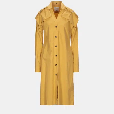 Pre-owned Bottega Veneta Cotton Midi Dress 38 In Yellow