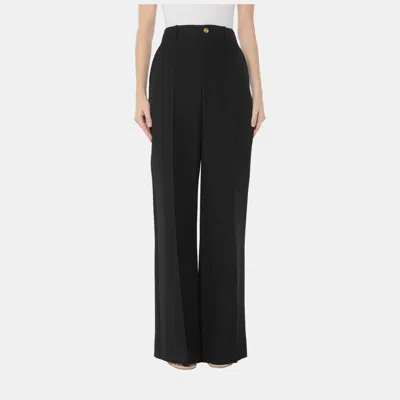 Pre-owned Gucci Silk Trousers 42 In Black