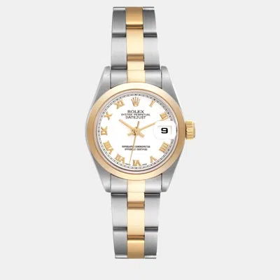 Pre-owned Rolex Datejust Steel Yellow Gold White Dial Ladies Watch 26 Mm