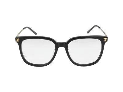 Cartier Eyeglasses In Black Gold Transparent