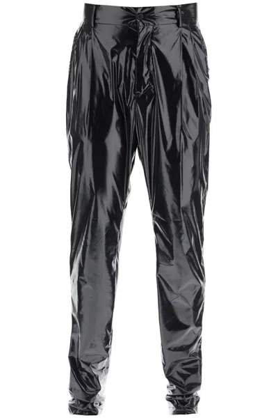 Dolce & Gabbana Glossy Nylon Trousers In Nero