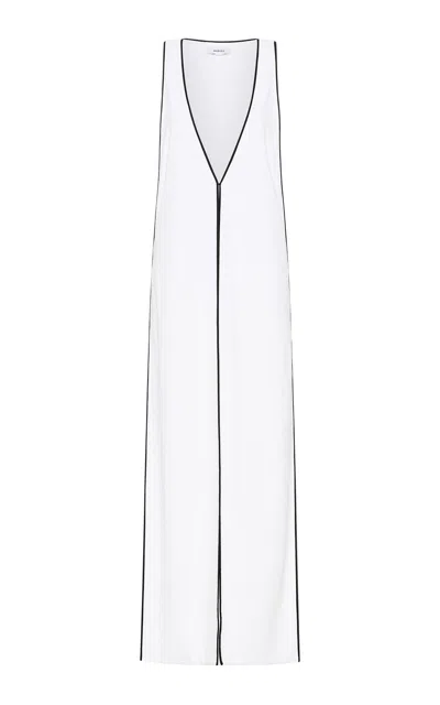 Marysia Aalto Crepe-trimmed Terry Tunic In Black,white