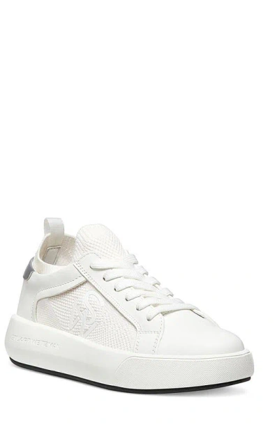 Stuart Weitzman Women's 5050 Pro Leather & Knit Low-top Sneakers In White Silver