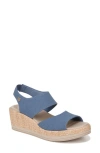 Bzees Reveal Washable Slingback Wedge Sandals In Blue Fabric