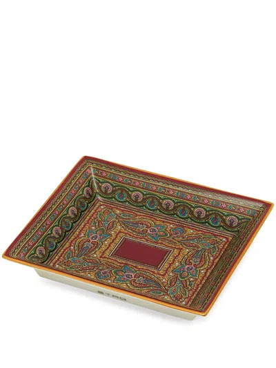 Etro Home Tray With Paisley Print In Red