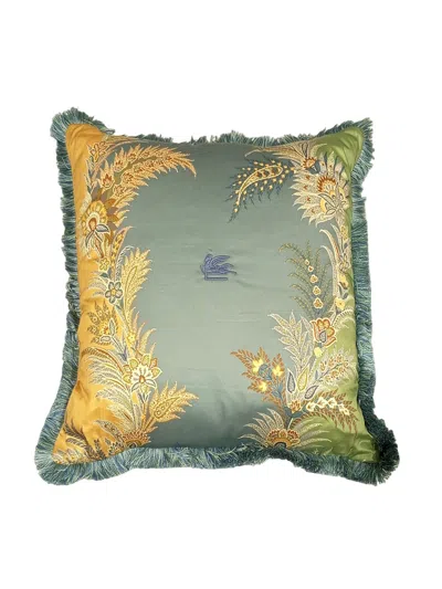 Etro Home Cushion With Embroidery Triming 45x45 In Blue