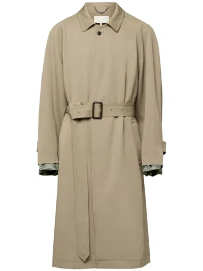 Maison Margiela Trench Coat With Wide Collar In Nude & Neutrals