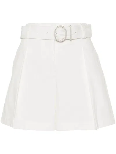 Jil Sander Pleat-detail Belted Cotton Shorts In White