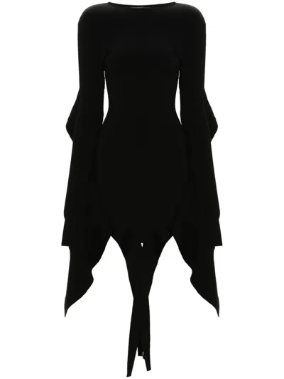 Mugler Asymmetric Stretch-knit Mini Dress In Black