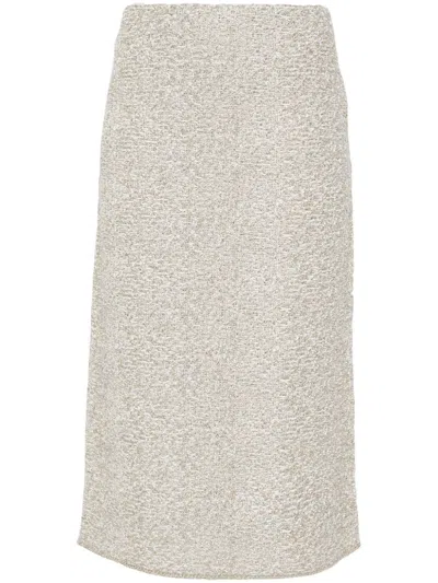 Fabiana Filippi Lurex-detail Bouclé Skirt In Grey