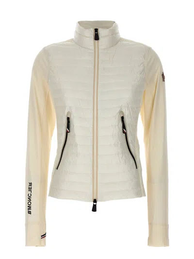 Moncler Nylon Down Jacket In Ivory