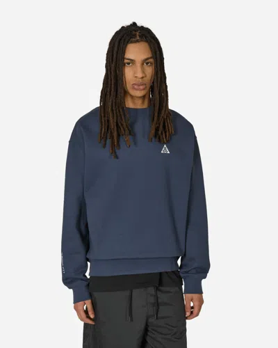 Nike Acg Therma-fit Fleece Crewneck Sweatshirt Thunder Blue In Multicolor