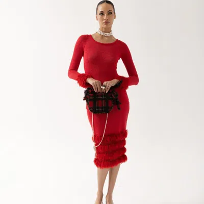 Andreeva Red Knit Skirt With Handmade Knit Details