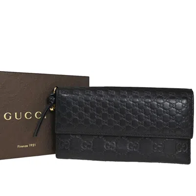 Gucci Micro Ssima Black Leather Wallet  ()