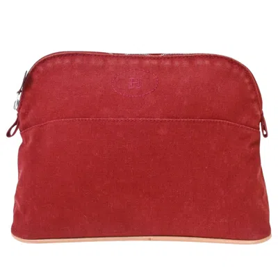 Hermes Hermès Bolide Red Cotton Clutch Bag () In Black