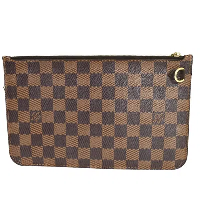 Pre-owned Louis Vuitton Neverfull Pouch Brown Canvas Clutch Bag ()