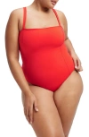 Good American Sculpt Lace-up Back One-piece Swimsuit In Bright Poppy 002