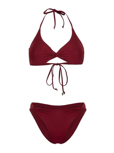 Fisico Twist-detailing Bikini Set In Dark Red