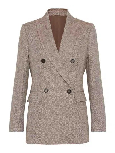 Brunello Cucinelli Linen Jacket In Brown