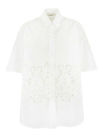 Liviana Conti Oversize Shirt In Sangallo In White